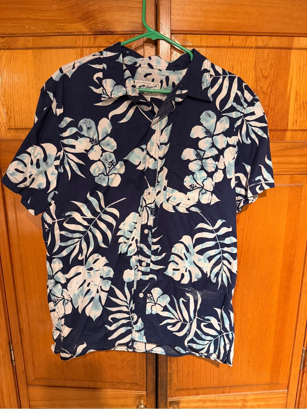 American Eagle Outfitters Navy Blue Tropical Floral Button-Down Shirt